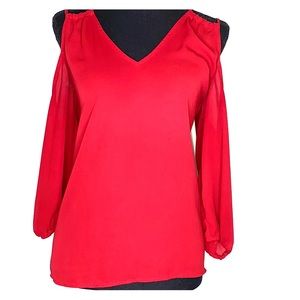 Burgundy blouse cold shoulder